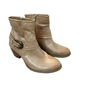 Eram Tan Leather Ankle Boots With Decorative Buckle Detail Size 37/6.5 Festival